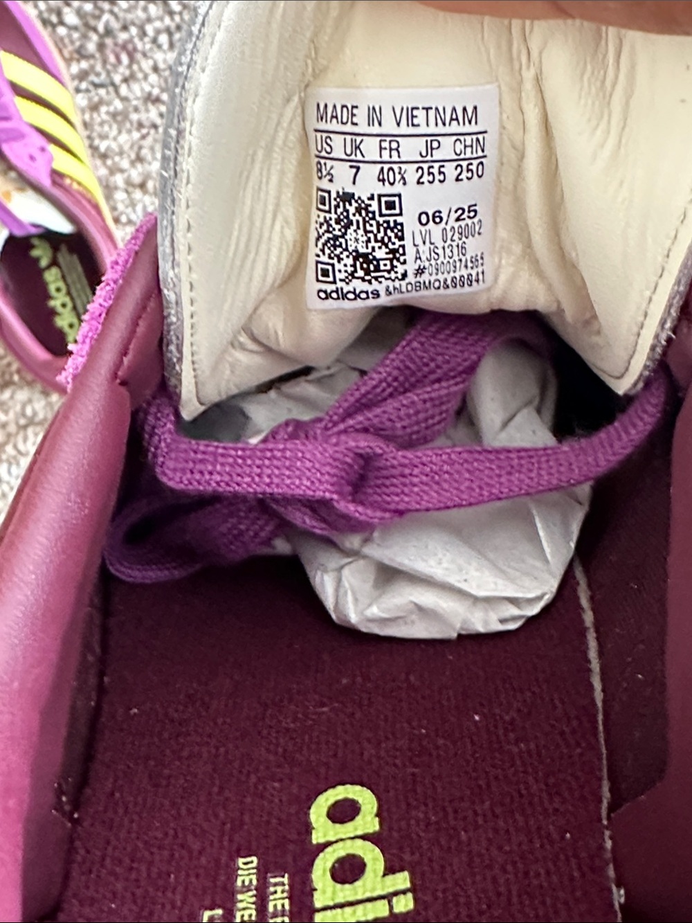 adidas samba Purple and Neon Yellow Suede Low-Top Sneakers - Picture 7 of 8